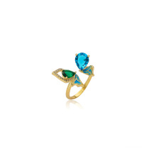 Shangjie OEM Anillos Fashion Women Circon Rings Joyas Anillo de mariposa de color azul de joyas ajustables